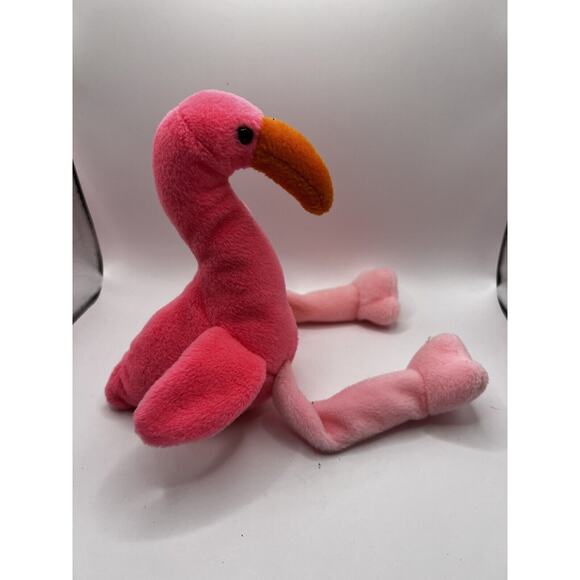 TY Beanie Baby Babies Stuffed Animal Plush Flamingo Pinky 1995 - Picture 4 of 11